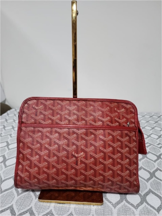 Goyard Handbags - Authentic Goyard Goyardine Jouvence Toiletry Pouch MM Grey/Wine